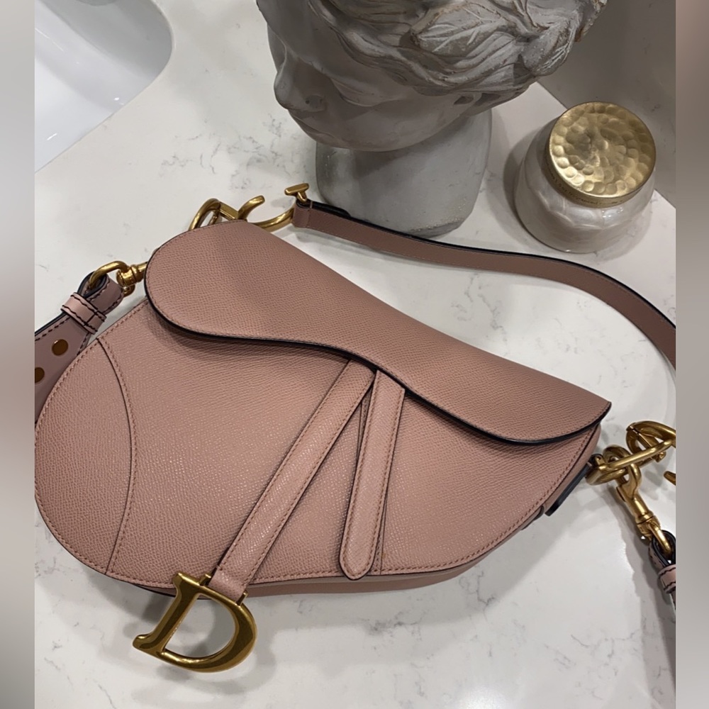 Christian Dior Medium Saddle bag. Blush in excellent new cond. Guitar strap!